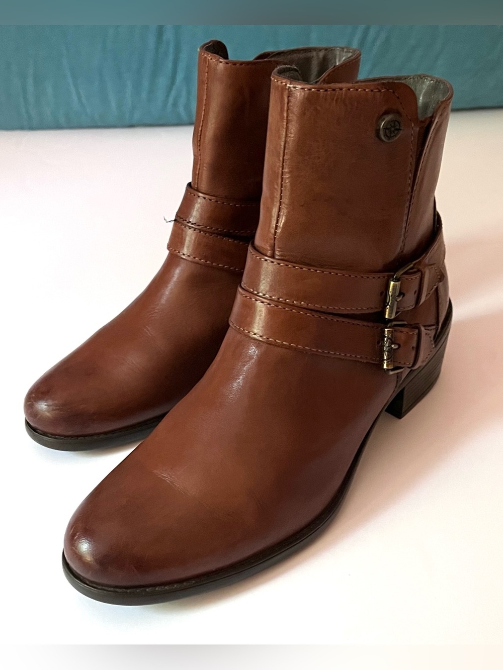 Bussola Antwerpen Rust Brown Leather Multi Strap Buckle Ankle Boots EU 38